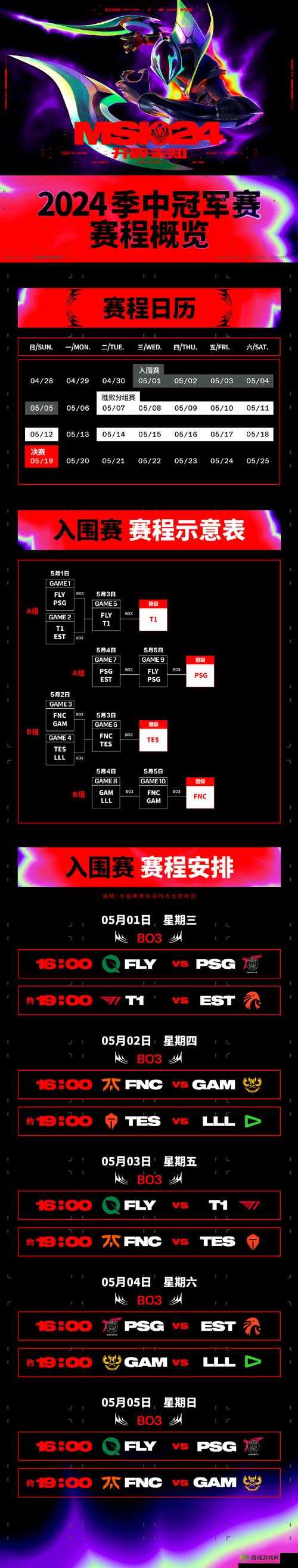MSI2024 赛程:精彩对决即将上演